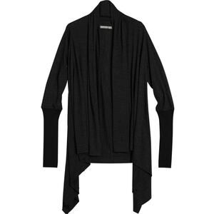 Icebreaker Merino Wool Wrap Open Cardigan Medium Black Minimal Lounge Layer